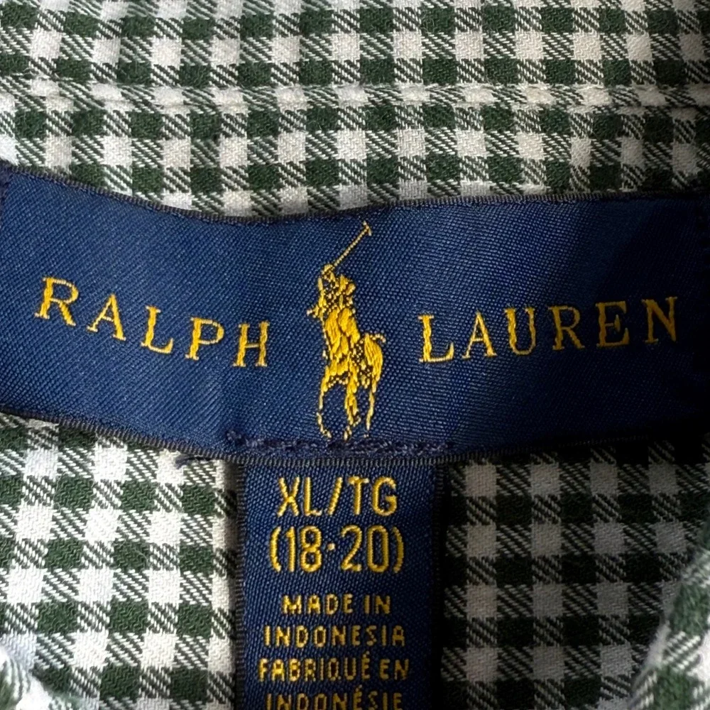 Ralph Lauren Boys XL 18-20 Button Down Shirt Bundle Gingham Grey 3 Pack EUC